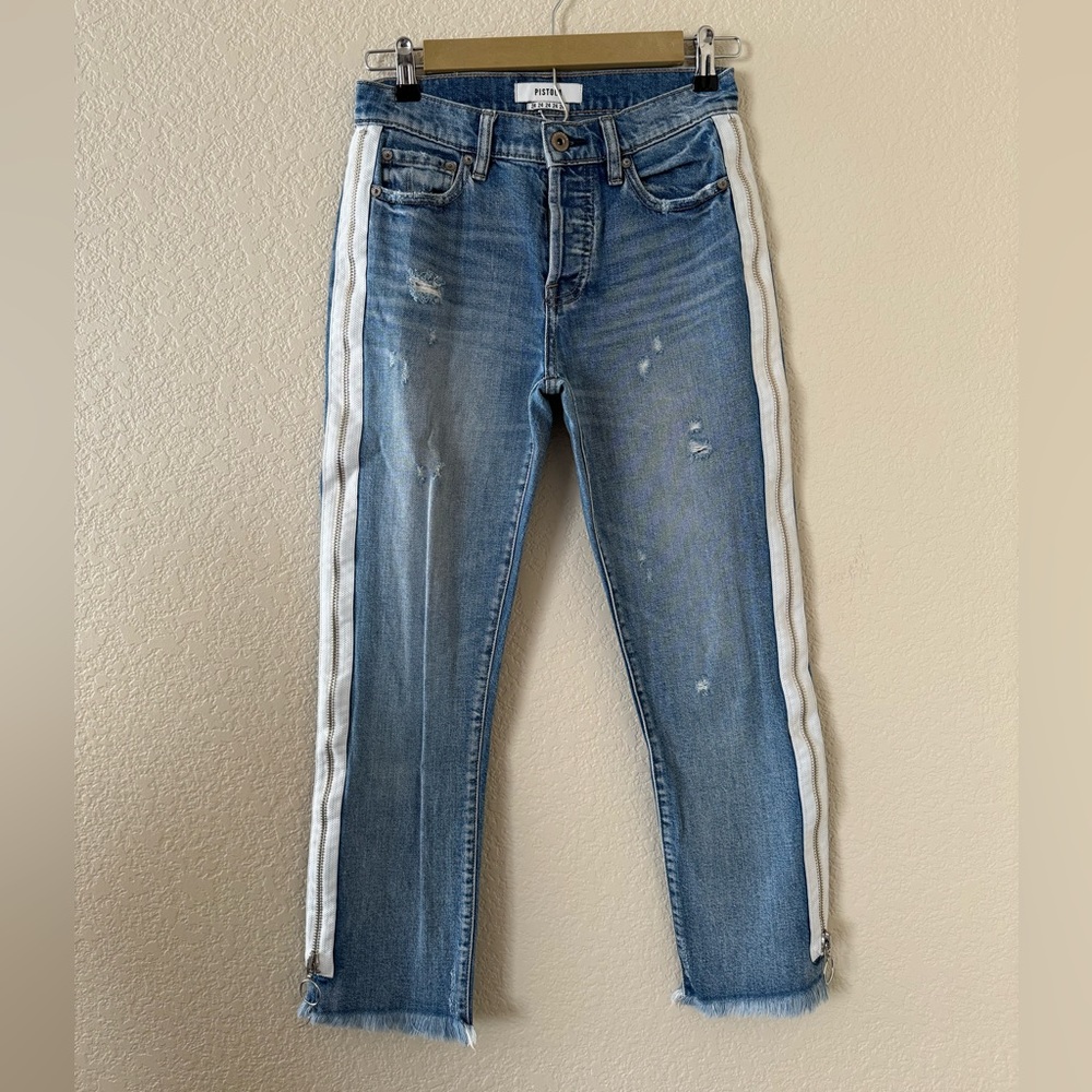 Pistola Charlie High Rise Side Zip Straight Leg Jeans Size 24